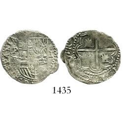 Potosi, Bolivia, cob 1 real, Philip II, assayer B (4th period).