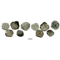 Lot of 5 Potosi, Bolivia, cob 1/2R, Philip III and IV, assayers not visible.