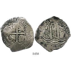 Potosi, Bolivia, cob 8 reales, 1661E.
