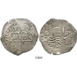Potosi, Bolivia, cob 8 reales, 1664E.