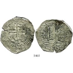Potosi, Bolivia, cob 8 reales, 1664E.