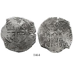 Potosi, Bolivia, cob 8 reales, 1665E.