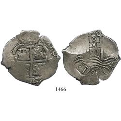 Potosi, Bolivia, cob 8 reales, 1671E.