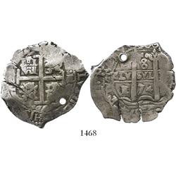 Potosi, Bolivia, cob 8 reales, 1674E.