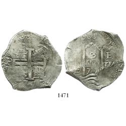 Potosi, Bolivia, cob 8 reales, 1677E.
