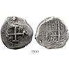 Image 1 : Potosi, Bolivia, cob 8 reales, 1765V-Y, with zigzag test mark of El Salvador (1834-5) and Guatemala 