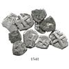 Image 1 : Mixed lot of 10 Potosi small cobs (four 1R and six 1/2R) of Charles III, partial dates on some.