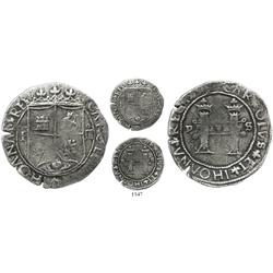 Santo Domingo, Dominican Republic, 4 reales, Charles-Joanna, assayer F to left, lions and castles in