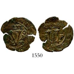 Santo Domingo, Dominican Republic, copper 4 maravedis, Charles-Joanna, assayer F, with hoard pedigre
