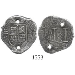 Bogota, Colombia, cob 2 reales, 1652R, Restrepo Plate Coin, very rare.