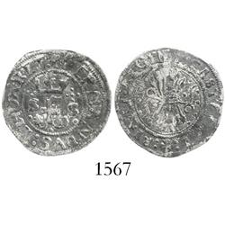 Seville, Spain (for the New World), 1/2 real, Ferdinand-Isabel, no assayer, dots and S's flanking th