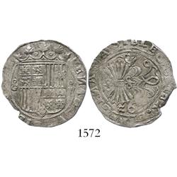Granada, Spain, 2 reales, Ferdinand-Isabel, assayer R to left of arrows, king's name as FENANDVS (la