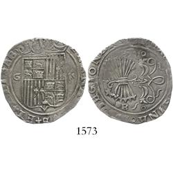 Granada, Spain, 2 reales, Ferdinand-Isabel, assayer R below arrows.
