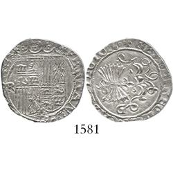 Granada, Spain, 1 real, Ferdinand-Isabel, assayer R to left of shield, mintmark G below yoke and arr