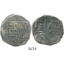 Segovia, Spain, cob 4 reales, (15)96 date to right, assayer FE (backwards F) monogram to left, very 