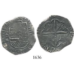 Valladolid, Spain, cob 4 reales, 1600, assayer oD to left, rare.