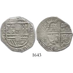 Toledo, Spain, cob 4 reales, 1617V, dots between digits of date.