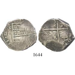 Seville, Spain, cob 4 reales, Philip III, assayer D (1611-18), error with sideways castles in quadra