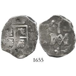 Seville, Spain, cob 4 reales, Charles II, "Maria" type (1689-92), assayer M, with chopmarks (very ra