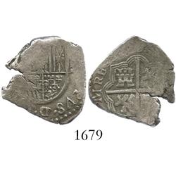 Seville, Spain, cob 2 reales, 1606(B), rare (unlisted).