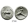 Image 1 : Taras, Calabria, silver didrachm "boy on dolphin" (horse standing, facing right), 281-272 BC.