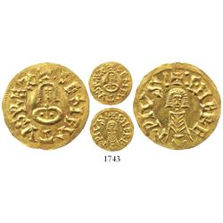 Spain (Visigoths), gold tremissis, Sisebut (612-621 AD), Emerita mint (Merida, Badajoz, Spain).