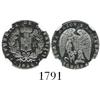 Image 1 : Santiago, Chile, 1/2 real, 1844IJ, encapsulated NGC MS-62.