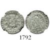 Image 1 : Santiago, Chile, 1/2 real, 1845IJ, encapsulated NGC MS-64.