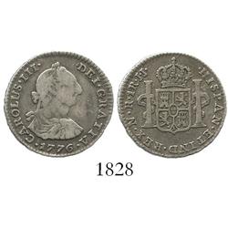 Bogota, Colombia, bust 1 real, Charles III, 1776JJ, rare.