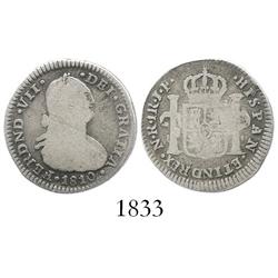 Bogota, Colombia, bust 1 real, Ferdinand VII (bust of Charles IV), 1810JF.
