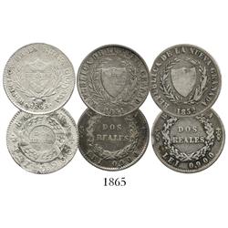 Lot of 3 Bogota, Colombia, 2R: 1848, 1851, 1852.