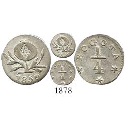 Bogota, Colombia, 1/4 real, 1850.