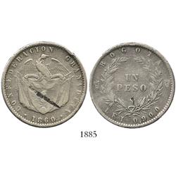 Bogota, Colombia, peso, 1860.