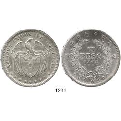 Bogota, Colombia, peso, 1864.