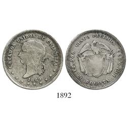 Bogota, Colombia, 5 décimos, 1869.