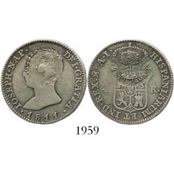 Costa Rica, 2 reales, Type III counterstamp (1845) on a Madrid, Spain, 4R of 1811AI (Joseph Napoleon