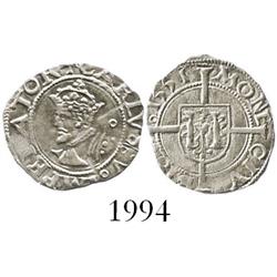 Besancon, Franche-Comte, France, silver half blanc, Charles V, 1551.