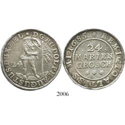 Brunswick-Wolfenbuttel, Germany, 24 mariongroschen (2/3 thaler), "wildman issue," Rudolf August and