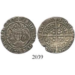 England, groat, Henry VII, facing bust, mintmark greyhound's head (1502-4).