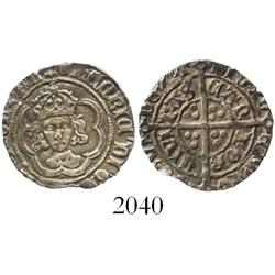 England, half groat, Henry VII, facing bust, mintmark tun (1493-5), Canterbury mint.