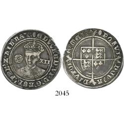 London, England, shilling, Edward VI, fine silver issue, mintmark tun (1551-3).