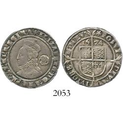 London, England, sixpence, Elizabeth I, third issue, 1574.