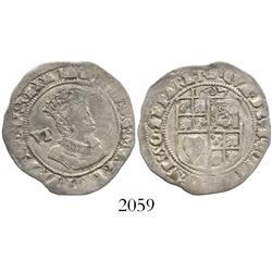 London, England, sixpence, James I (fourth bust), mintmark coronet, dated 1607.