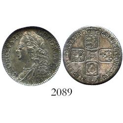 London, England, sixpence, George II, 1746, with LIMA below bust, encapsulated NGC MS-64.