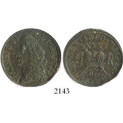 Ireland, copper "gunmoney" half crown, James II, 1690 (May), encapsulated NGC AU-55 BN.