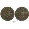 Image 1 : Ireland, copper "gunmoney" crown, James II, 1690, struck over a 1689 half crown (both dates visible)