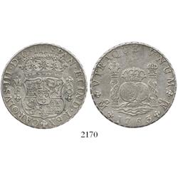 Mexico City, Mexico, pillar 8 reales, Charles III, 1763MF.