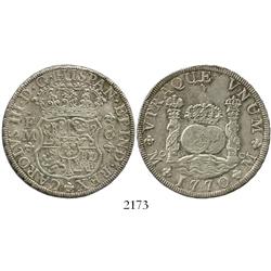 Mexico City, Mexico, pillar 8 reales, Charles III, 1770FM.