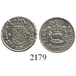 Mexico City, Mexico, pillar 1/2 real, Ferdinand VI, 1753/2M, rare (unlisted).