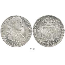 Mexico City, Mexico, bust 8 reales, Ferdinand VII ("armored" bust), 1809TH.